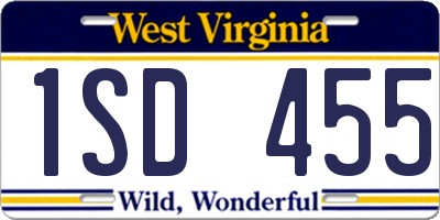 WV license plate 1SD455