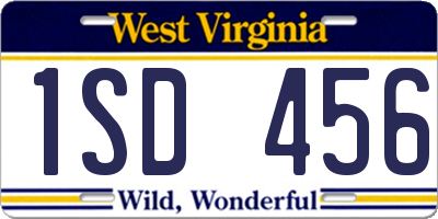 WV license plate 1SD456