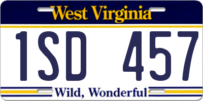 WV license plate 1SD457