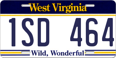 WV license plate 1SD464