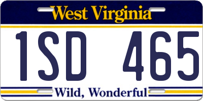 WV license plate 1SD465