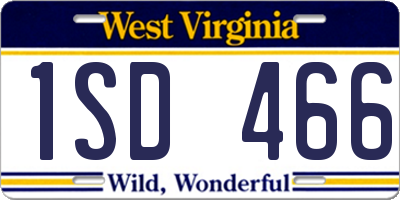 WV license plate 1SD466