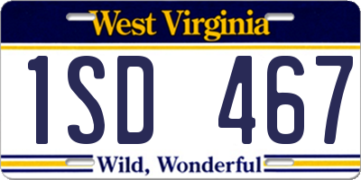 WV license plate 1SD467