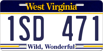 WV license plate 1SD471