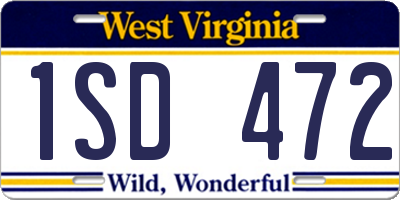 WV license plate 1SD472
