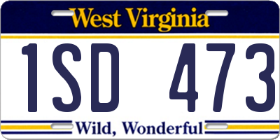 WV license plate 1SD473