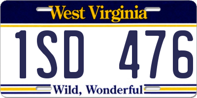 WV license plate 1SD476