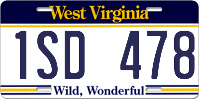 WV license plate 1SD478