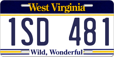 WV license plate 1SD481