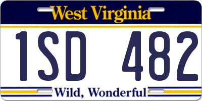 WV license plate 1SD482