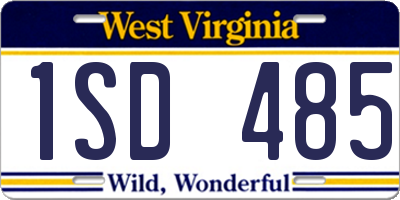 WV license plate 1SD485