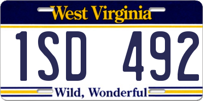 WV license plate 1SD492
