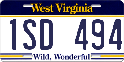 WV license plate 1SD494