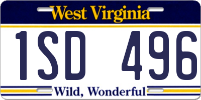 WV license plate 1SD496