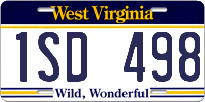WV license plate 1SD498