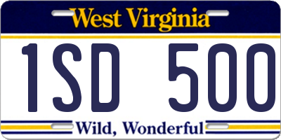 WV license plate 1SD500