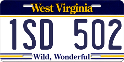 WV license plate 1SD502