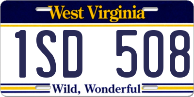 WV license plate 1SD508