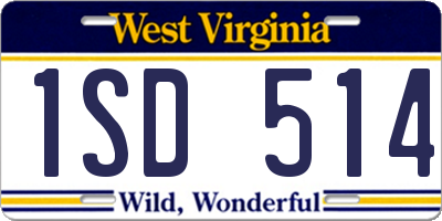 WV license plate 1SD514