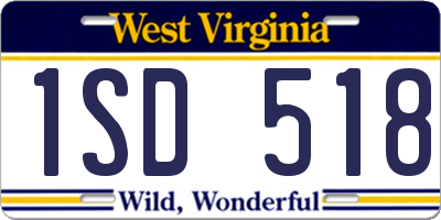 WV license plate 1SD518
