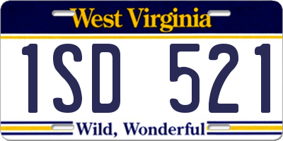 WV license plate 1SD521