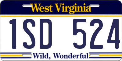 WV license plate 1SD524