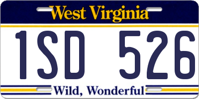 WV license plate 1SD526