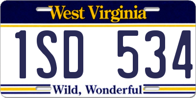 WV license plate 1SD534