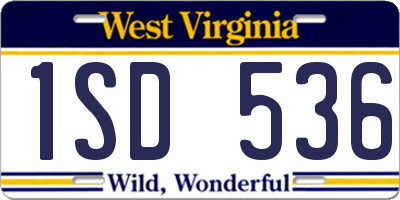 WV license plate 1SD536