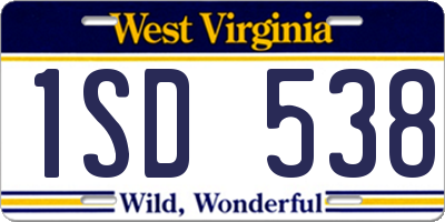 WV license plate 1SD538