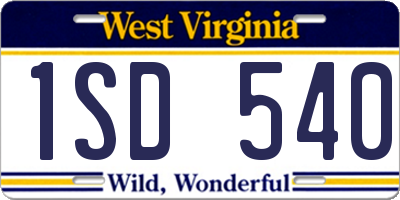 WV license plate 1SD540