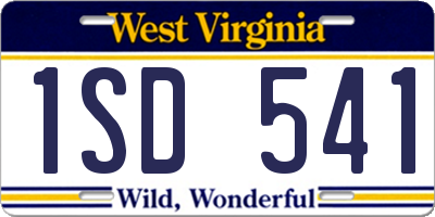 WV license plate 1SD541