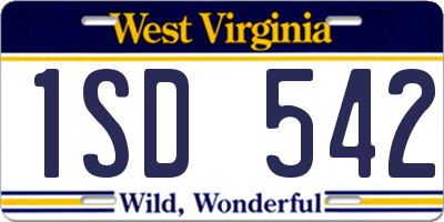 WV license plate 1SD542