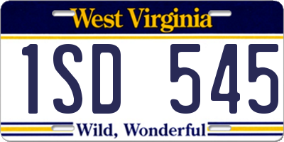 WV license plate 1SD545