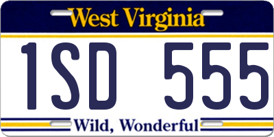 WV license plate 1SD555