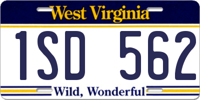 WV license plate 1SD562