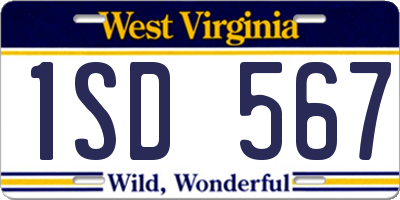 WV license plate 1SD567