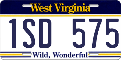 WV license plate 1SD575