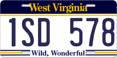 WV license plate 1SD578