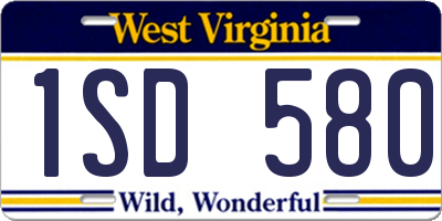 WV license plate 1SD580