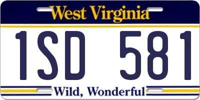 WV license plate 1SD581