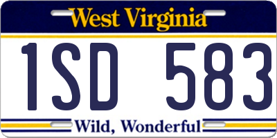 WV license plate 1SD583