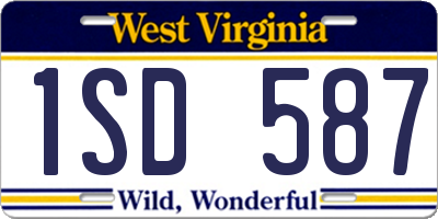 WV license plate 1SD587