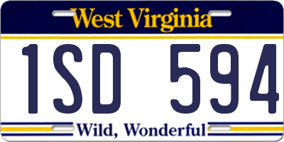 WV license plate 1SD594