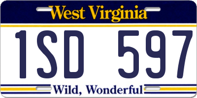 WV license plate 1SD597