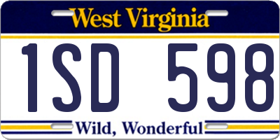WV license plate 1SD598