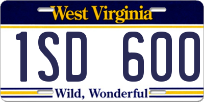 WV license plate 1SD600