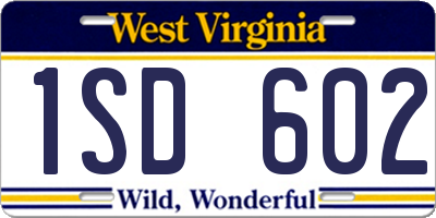 WV license plate 1SD602