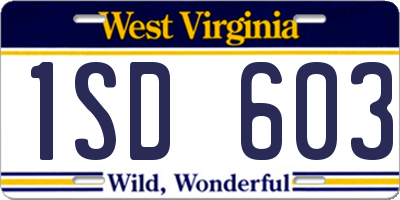 WV license plate 1SD603