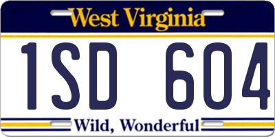 WV license plate 1SD604